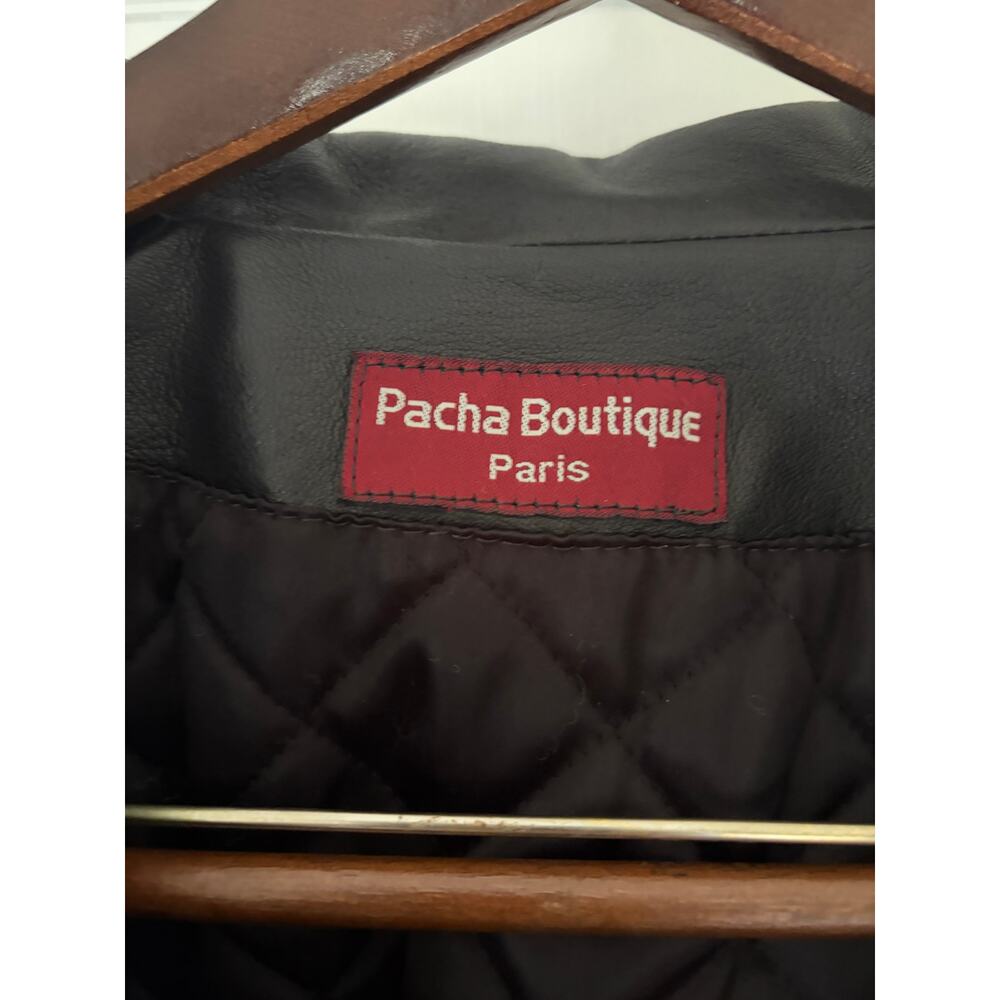 Pacha Boutique Leather Jacket Belted Black Size Small - Picture 4 of 11